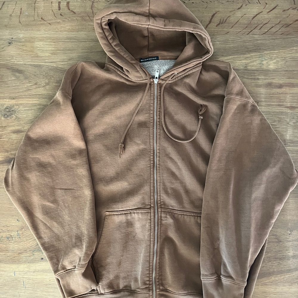 Brandy Melville Erica Oversized Zip Up Hoodie Sweatshirt